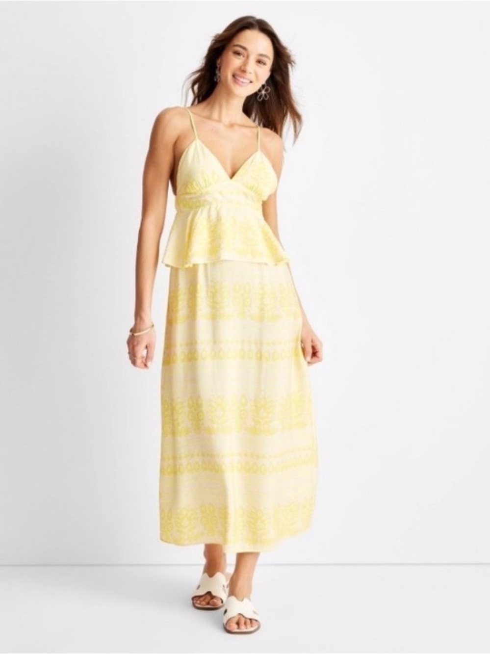 Future Collective Jenny K Lopez Peplum Maxi Dress with Spaghetti Straps
